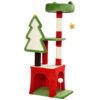 PawHut Christmas Cat Tree, 120cm Cat Tower with Scratching Post & Board, Platform, Toys, Green