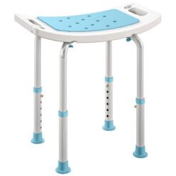 HOMCOM Shower Chair, Adjustable Height Shower Stool with Aluminium Frame and Non-Slip Feet, Bathtub Stool Seat for Elderly Disabled Handicap, Turquoise