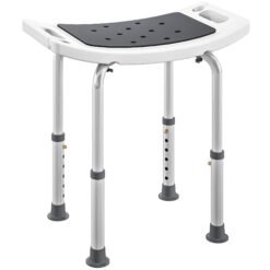 HOMCOM Shower Chair, Adjustable Height Shower Stool with Aluminium Frame and Non-Slip Feet, Bathtub Stool Seat for Elderly Disabled Handicap, Grey