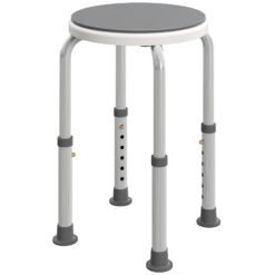 HOMCOM 360 Swivel Shower Chair, Height Adjustable Aluminium Shower Stool with Non-Slip Feet for Disabled, Elderly, Grey