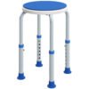 HOMCOM 360 Swivel Shower Chair, Height Adjustable Aluminium Shower Stool with Non-Slip Feet for Disabled, Elderly, Blue