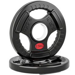 SPORTNOW Olympic Weight Plates, 2"/5cm Weight Disc Pair with Tri-Grips, 2 x 2.5kg Dumbbell Plates for Weightlifting and Strength Training Home Gym Fitness Workout, Black