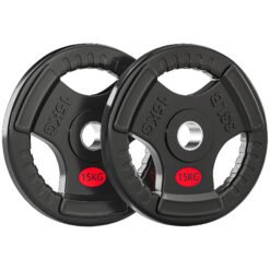 SPORTNOW Olympic Weight Plates, 2"/5cm Weight Disc Pair with Tri-Grips, 2 x 15kg Dumbbell Plates for Weightlifting and Strength Training Home Gym Fitness Workout, Black