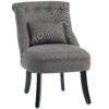 HOMCOM Fabric Single Sofa Dining Chair Tub Chair Upholstered W/ Pillow Solid Wood Leg Home Living Room Furniture Charcoal Grey
