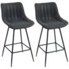 HOMCOM Set of 2 PU Leather Swivel Bar Stools - Black