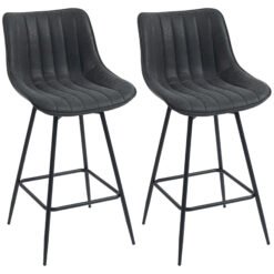 HOMCOM Set of 2 PU Leather Swivel Bar Stools - Black