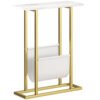 HOMCOM Narrow Side Table, End Table with Magazine Holder, Nightstand for Small Spaces, Living Room, Bedroom, White Marble Grain