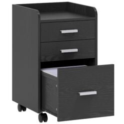 HOMCOM 3 Drawer Filing Cabinet, Rolling File Cabinet with Edged Top for Letter, A4 Size, Hanging File Folders, Black