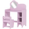 AIYAPLAY Kids Dressing Table with Mirror, Stool, Kids Vanity Table with Shelves, for Ages 3-8 Years, Purple