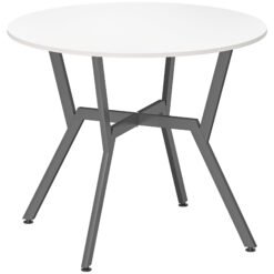 HOMCOM Dining Table, Round Kitchen Table with Black Legs for Living Room, Dining Room 90 x 76 cm, High Gloss White
