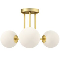 HOMCOM LED Ceiling Light with Globe Shades, Modern 3-Light Ceiling Light with G9 Sockets for Living Room, Bedroom, Dining Room, Bulbs Not Included, Gold Tone