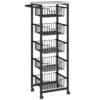 HOMCOM Five Basket Mobile Kitchen Island, with Brakes - Grey/Black