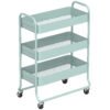 HOMCOM 3-Tier Storage Trolley on Wheels, Rolling Utility Cart with Mesh Backets for Kitchen, Bathroom, Bedroom, Light Green