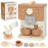 AIYAPLAY Kids Wooden Coffee Machine Toy, Pretend Play Kitchen Accessories Gift for Boys and Girls Ages 3+