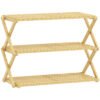 HOMCOM Three-Tier Folding Bamboo Shoe Rack - Natural Finish
