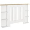 HOMCOM Radiator Cover with Open Storage Shelves, Vertical Slatted Cabinet Shelf Heater Cover for Living Room, Hallway, Medium, White (H: 83 / W: 124 / D: 19 cm)
