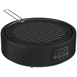 HOMCOM Electric Ceramic Hob with Grill Plate, Multifunctional 36cm Plug in Electric Hob with 4 Heat Levels for All Type Pot