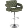 HOMCOM PU Leather Upholstered Swivel Bar Stool, Height Adjustable with Back, Armrest, Footrest, Green