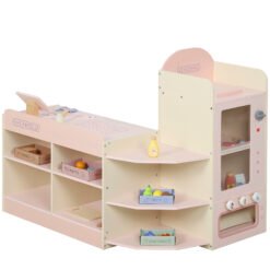 AIYAPLAY Kids Grocery Store, Children Supermarket Playset with Cash Register, Vending Machine, Display Shelves