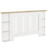 HOMCOM Radiator Cover with Open Storage Shelves, Vertical Slatted Cabinet Shelf Heater Cover for Living Room, Hallway, Large, White (H: 83 / W: 152 / D: 19 cm)