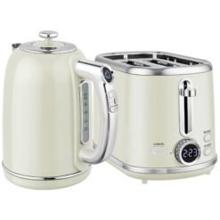 HOMCOM Polished Retro 40-100C Kettle and Toaster Set - Grey
