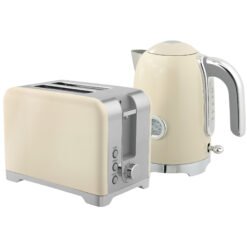 HOMCOM Retro Toaster and Kettle Set - Cream