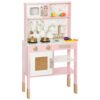 AIYAPLAY Kitchen Playset with Pretend Play Cooking Accessories, Play Kitchen with Oven, Microwave and Sink, Pink