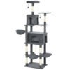 PawHut 202cm Large Cat Tree with 6 Scratching Posts, 2 Hammocks, 2 Condos, 2 Perches, Pompoms, for Indoor Cats to Rest and Play
