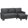 HOMCOM Three-Seater Storage Sofa Bed - Charcoal Grey