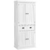 HOMCOM Kitchen Storage Cabinet with Drawer and Adjustable Shelves - White