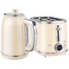 HOMCOM Polished Retro 40-100C Kettle and Toaster Set - Cream