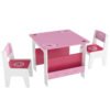 AIYAPLAY 3 Pieces Kids Table and Chair Set, Toddler Activity Table with Bookshelves, for Living Room, Nursery, Playroom, Pink