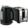 HOMCOM Simple Polished Toaster and Kettle Set - Black