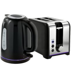 HOMCOM Simple Polished Toaster and Kettle Set - Black