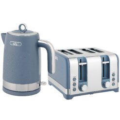 HOMCOM Sleek Textured Kettle and Four-Slice Toaster Set - Blue