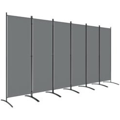 Outsunny 6 Panel Folding Room Divider Foldable Freestanding Garden Privacy Screen, 332 x 172 cm, Dark Grey