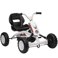 AIYAPLAY Kids Pedal Go Kart with Steel Frame, Sporty Design, for Ages 2-5 Years, White
