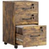 HOMCOM Three Drawer Wood-Effect Filing Cabinet - Rustic Brown