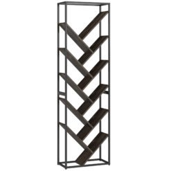 HOMCOM 10 Shelf Industrial-Style Bookshelf - Black/Grey