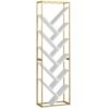 HOMCOM 10 Shelf Modern-Style Bookshelf - Gold Tone/White