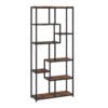 HOMCOM Seven-Tier Geometric Bookcase - Brown/Black