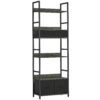 HOMCOM Industrial Style Bookcase, with 4 Shelves and 3 Fabric Drawers - Grey/Black