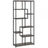 HOMCOM Seven-Tier Geometric Bookcase - Grey/Black