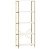 HOMCOM 5-Tier Bookshelf, Modern Bookcase with Metal Frame - White and Gold Tone