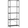HOMCOM 5-Tier Bookshelf, Industrial Bookcase with Metal Frame - Dark Grey and Black