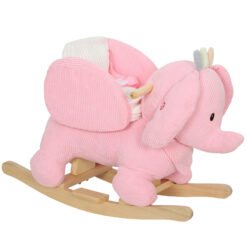 AIYAPLAY Kids Rocking Horse, Baby Ride on Elephant Rocker with Safety Belt and Sound for Toddlers 18 to 36 Months, Pink