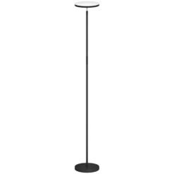HOMCOM RGB Uplighter Floor Lamp, Tall Dimmable Standing Lamp with Remote & Touch Control, 350 Rotatable Head for Living Room Bedroom, 2700K-6000K Colour Temperatures, Black