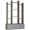 HOMCOM 12 Shelf Storage Unit, with Drawers - Graphite Wood Effect