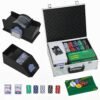 SPORTNOW 300-Piece Poker Chips Set with Card Shuffler, Card Shoe, Case, Casino Texas Holdem Poker Set with Mat, Silver Tone