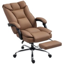 HOMCOM 155 Reclining Faux Leather Swivel Office Chair - Brown